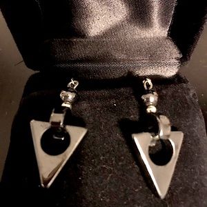 Gray hematite drop earrings